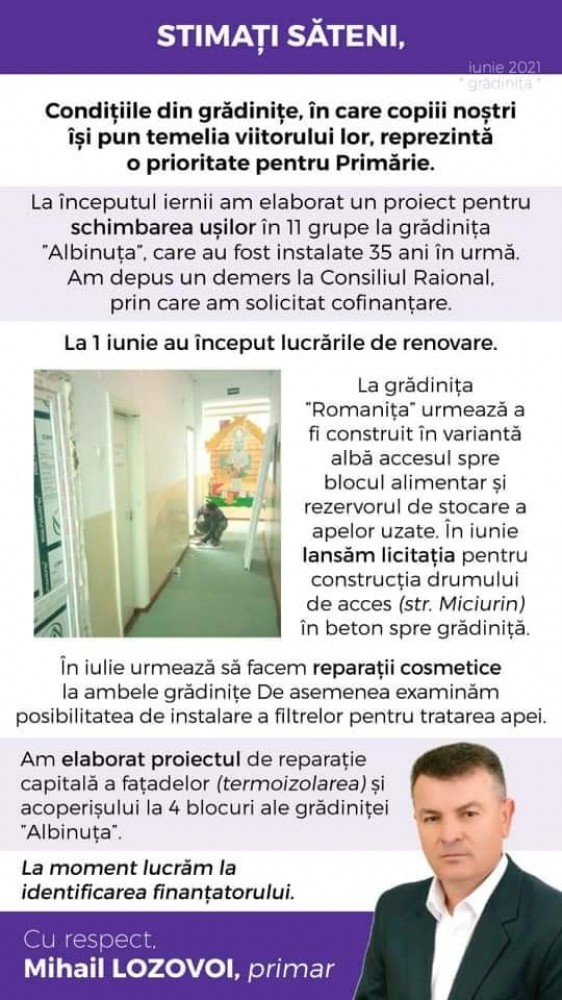 Condiții pentru pici, investiții în viitorul comunei