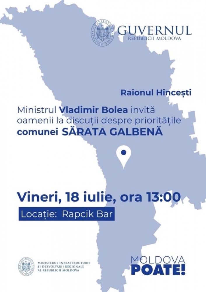INVITAȚIE LA DISCUȚII CU MINISTRUL VLADIMIR BOLEA