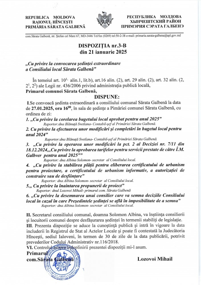 Ședinta extraordinară a consiliului comunal. 